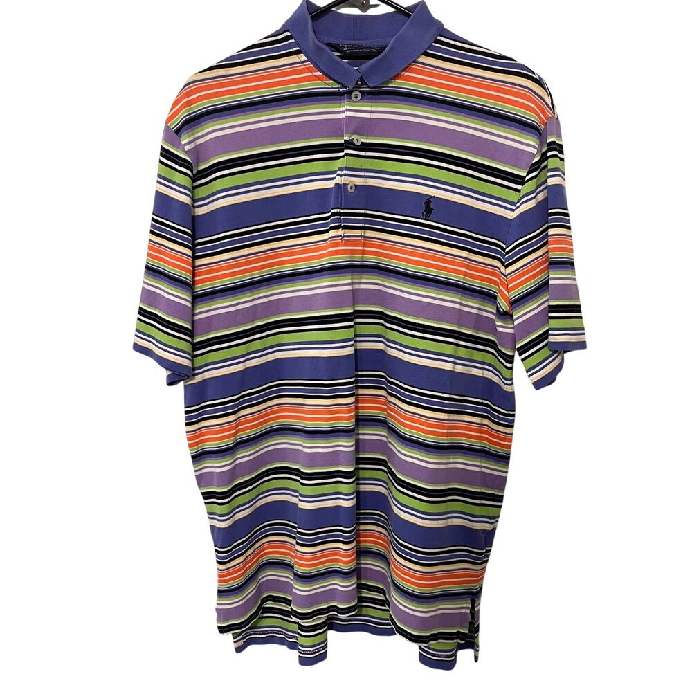 VTG Polo Golf Ralph Lauren Polo Shirt Mens Large Purple Stripes Preppy Y2K
